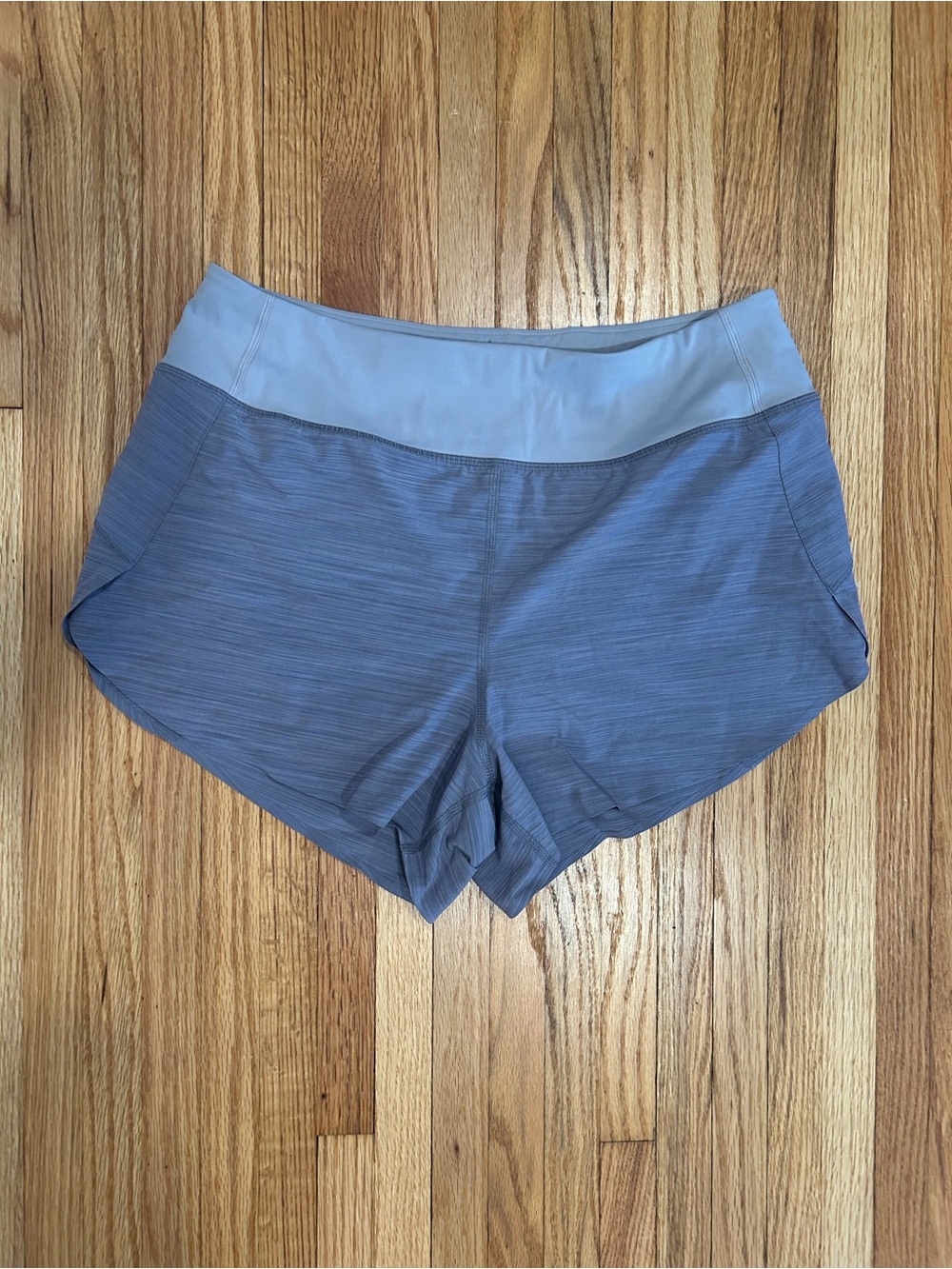 Athleta Light Gray-Waist Heathered Lavender Athletic Shorts - Picture 2 of 5